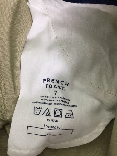 French Toast Girls Size 7 Bermuda Khaki Uniform Shorts Stretch Adjustable Waist - Picture 3 of 8
