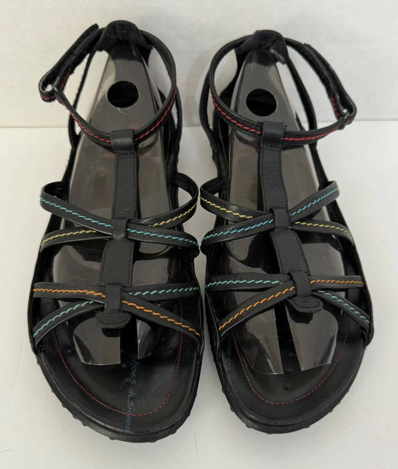 Sandali donna Ecco con cinturino alla caviglia cuciture colorate 41 10 10 5