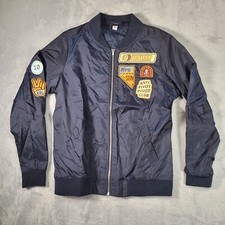 Amazon Aws Global Event Bomber Jacket Womens Small Blue Patches Nylon Workwear