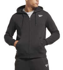 Reebok Men Identity Fleece Chest Logo Full-Zip Hoodie Black, Sz Small