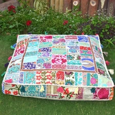 35" Handmade Patchwork Cushion Cover Square  Bean Bag For Room Decoration