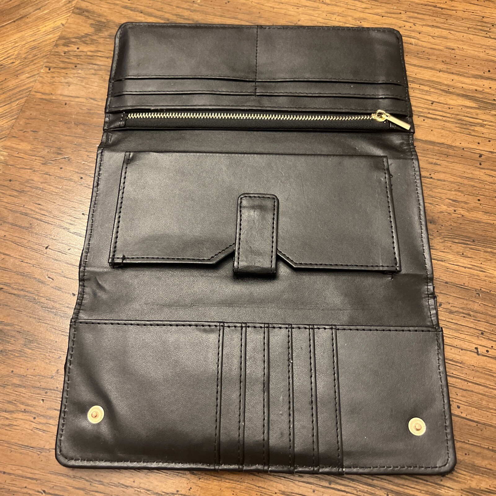 Liz Claiborne black Leather Clutch wallet Tri Fold Vintage eBay