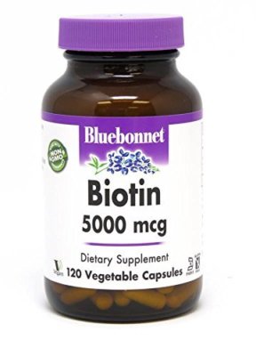 Bluebonnet Biotin 5000 mcg Vegetable Capsules, 120 Count