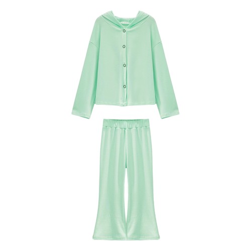 Kids Girls Shirt With Trousers Casual Tracksuit Button Sweatsuit Zip-up Shool - Picture 33 of 54