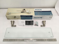 1 NEW Moen Banbury Wall-Mount Clear Glass Shelf - BRUSHED NICKEL - Y2690BN