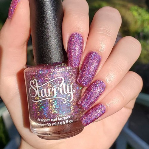 Starrily Cat Mom - Light Pink Holo Super Sparkly Holographic Nail Polish - Picture 5 of 6