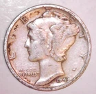 1943 D Mercury Dime - 90% Silver - XF - Circulated Coin    ( BD1B)