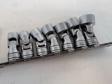 Used 7-piece Set of Snap-On SAE Swivel Head Sockets 3/8"-drive 3/8" through 3/4"