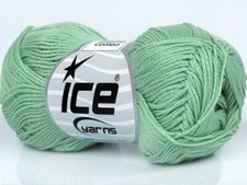 6-Skein Lot Almina Cotton Yarn fine 6x50g/169m Mint Green