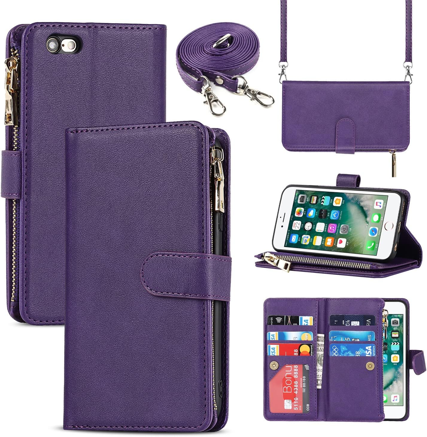 for Iphone 6 plus Case Wallet,Iphone 6 plus Case with Strap Stand,Phone Case Iph