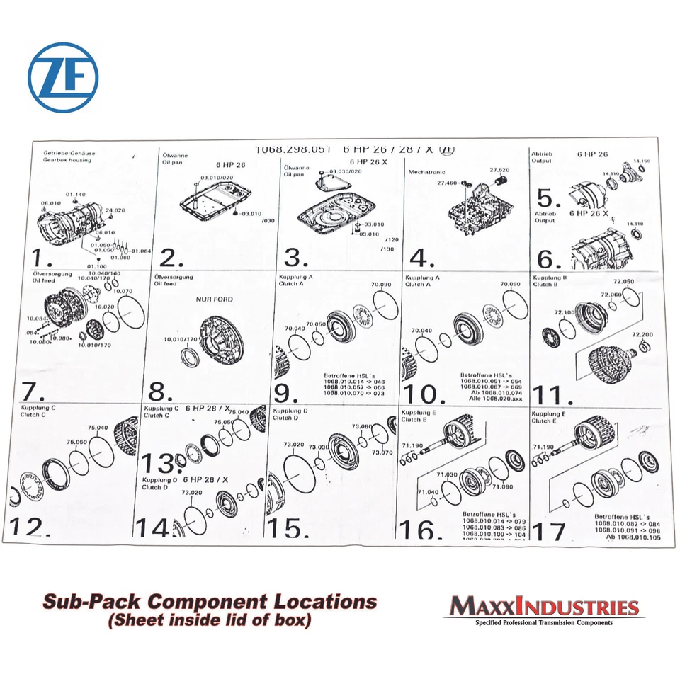 Kit de reconstrucción de transmisión ZF6HP26 6HP28 1068.298.051 AUDI-BMW-JAG-ROVER  Foto 4 de 4