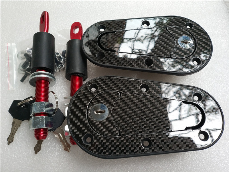 Racing Car Carbon Fiber Hood Pin Plus Flush Mount latch Kit Lock With