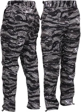 Men's Urban Tiger Stripe Camo Tactical Cargo Pants BDU Gray Vietnam Army Fatigue