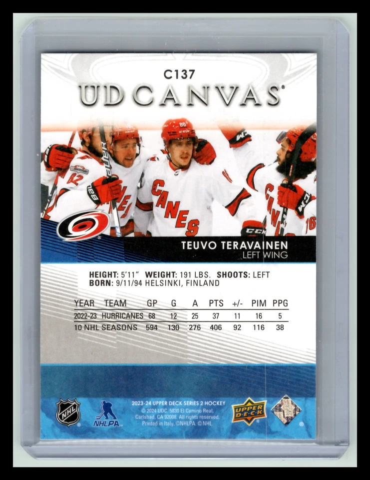 2023-24 Upper Deck #C137 Teuvo Teravainen UD Canvas - Image 2 of 2