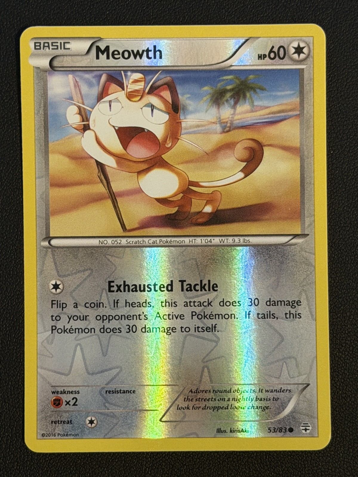 POKEMON CARD Meowth Generations Reverse Holo 53/83 Near Mint