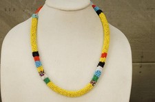 Vintage African Tribal Jewelry Maasai Banded Multi Color Seed Beaded Necklace