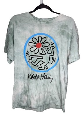 Keith Haring Dancing Flower T-Shirt Mens Large Blue Circle Pop Art Haiti