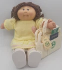 Cabbage Patch girl doll brown hair brown eyes 1985 head mold #1 Outfit Shoes Bag