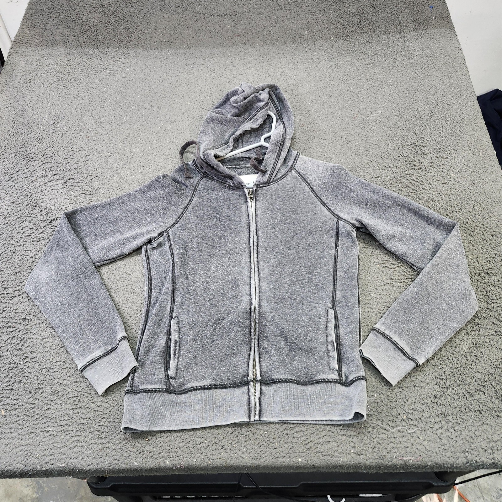Aeropostale Hoodie Juniors Medium Gray Full Zip Fleece Hooded Sweatshirt Pockets