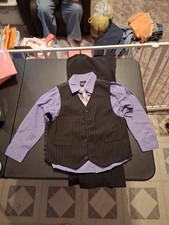 Boy Size 6 Purple ButtonUp Shirt, Vest, Pants, Tie For Church, Special Occasion