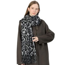 Leopard Print Scarf Women Winter Warm Animal Soft Cashmere Feel Blanket Shawl