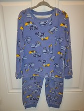 BOYS PAJAMA SET FROM PEKKLE, SZ 6, HEAVY EQUIPMENT ALL OVER BLUE BACKGRND
