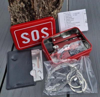 Survival Set SOS 7-tlg Outdoorbox Bw Multitool Notfallbox Notfallset Outdoor Box - Bild 1 von 4