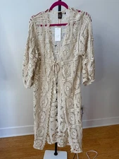 NWT Anthropologie RAJ CROCHET NATURAL BOHO LONG-SLEEVE CARDIGAN DUSTER, ONE SIZE
