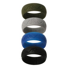 3/4pcs Mountain Silicone Wedding Ring Mens Flex Fit Sports Gym Rubber Band