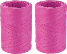 2 Rolls Raffia Paper Ribbon Bulk,1/4 Inch Wide 110 Yards Rose Red Twine String P