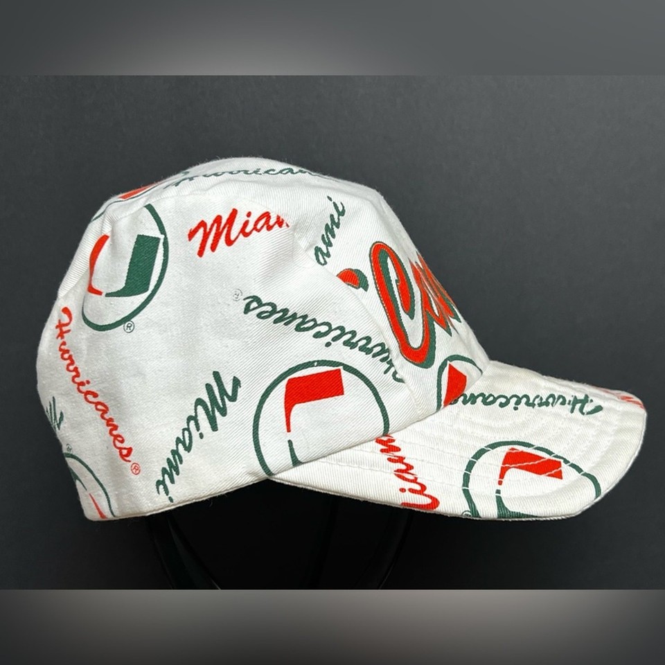 RARE Vintage 80s MIAMI HURRICANES AOP All Over Print Kappit Hat NCAA ...
