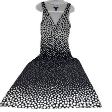 CHAPS Women's CLASSY Black White Sleeveless Polka Dot Maxi Dress - Size Med