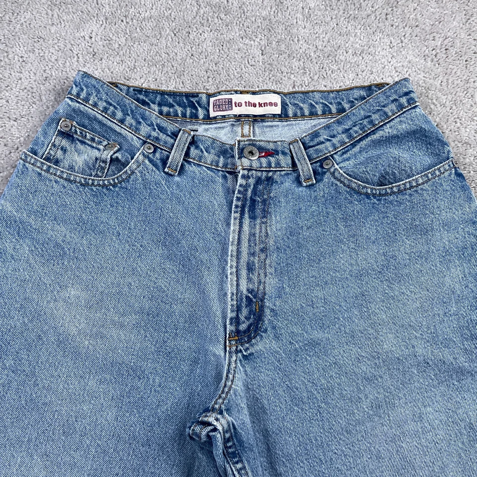 Pantalones Cortos de Jean Glory Desteñidos DE COLECCIÓN Para Mujer 10 Bermudas Azul Denim Tiro Alto Años 90 Foto 2 de 4