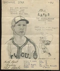 VINTAGE 1941 CHET LAABS ST. LOUIS BROWNS AUTOGRAPHED ORGINAL PENCIL SKETCH
