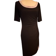 Lauren Ralph Lauren Black & White Colorblock Jersey Sheath Dress, Size 8