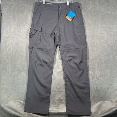 Columbia Mens Gray Kestrel Trail Convertible Omni-Shade Pants 36x34 NWT