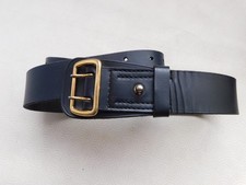 GENDARMERIE MOBILE : CEINTURON EN CUIR AVEC BOUCLE DOREE 117cm de long 