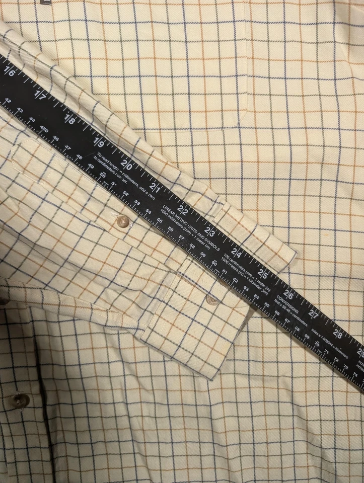 Camisa Barbour Para Hombres Grande Crema Tattersall Cuadros Abotonada Manga Larga Algodón Foto 4 de 4