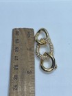 Christian Dior Yellow Gold Tone Rhinestone Interlocking Link Brooch COA 2" — photo 8