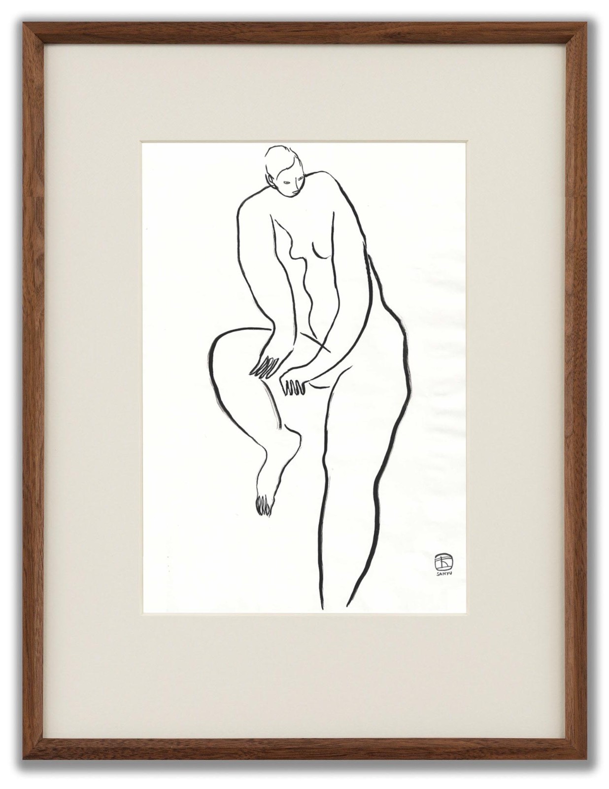 Sanyu Style Nude Female Chinese French ink drawing art deco Chang Yu 常玉 erotic