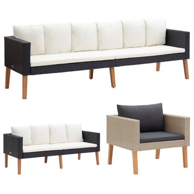 Gartensofa mit Auflagen Poly Rattan Gartenmöbel Gartenlounge Garden Balkon Sofa