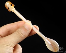 5.4" Premium Brazilian Agate Carved Crystal Skull Spoon Sculpture, Healing