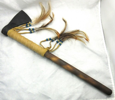 #ad Native American Tomahawk War Club Cherokee Made Battle Axe WallDecor COA#62 $41.39