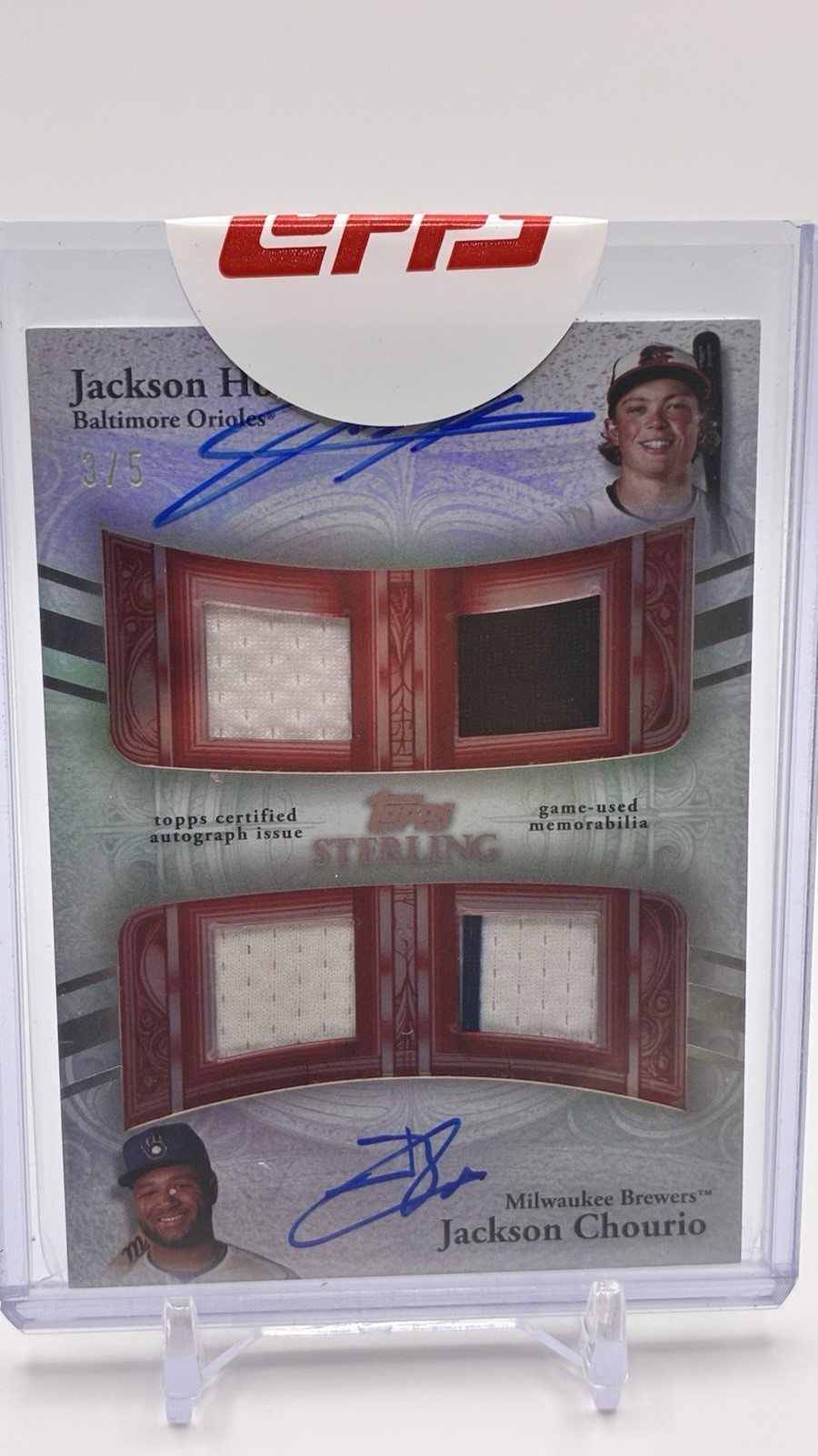 2025 Topps Sterling GAME USED Relic Jackson Chourio Holiday ON CARD AUTO /5 view 1