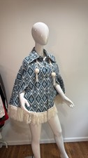 Vintage Ethnic Native Woven Aztec Boho Poncho Cape Handmade Guatemala