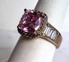 Vintage Victoria Wieck Pink Sapphire & Cz Halo Gold Vermeil 925 Ring Size 9.5