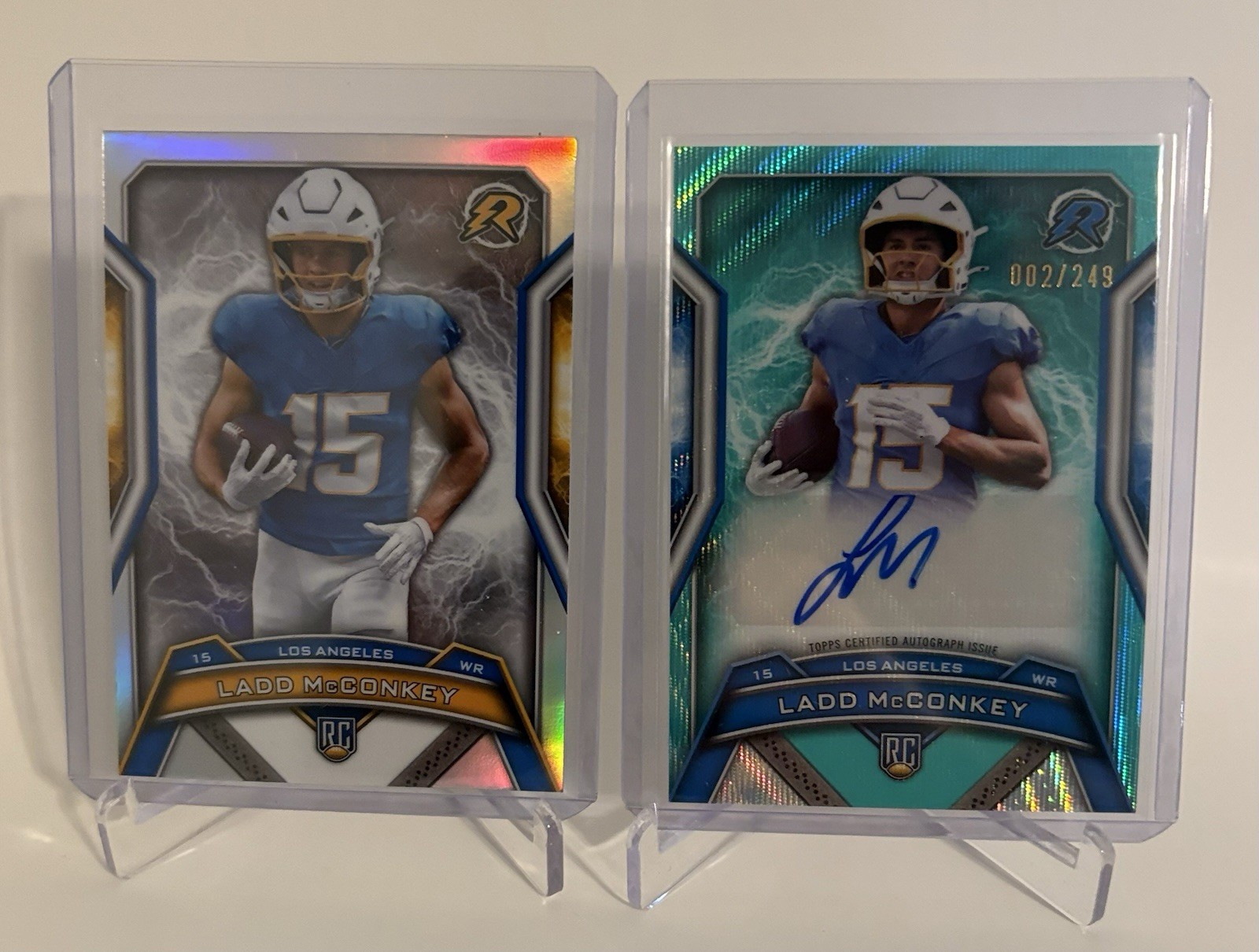 2024 Topps Resurgence Ladd McConkey Rookie Signature Aqua Surge Auto /249 +BONUS