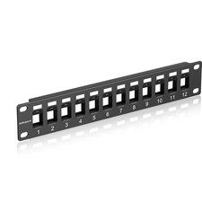 12 Port Mini Blank Keystone Patch Panel with Snap-In Design, Cat6 Network Patch