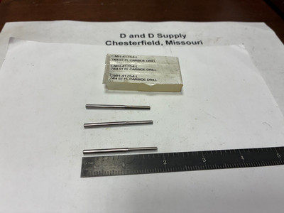 Lot of 3, Core Cutter CNH-41754-L, 7/64'' Straight Flute, Solid Carbide Drills