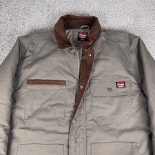 Wrangler Quilted Lined Canvas Chore Jacket Mens Medium Full Zip Corduroy Collar